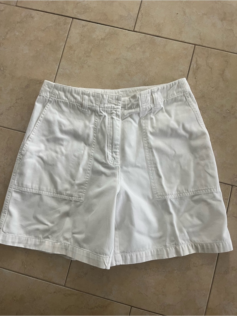 Jones New York White Cotton Utility Bermuda Shorts